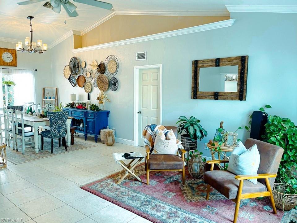 The living and dining area as it was marketed during the 75 days the home sat